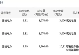 晋控电力大宗交易深度分析：溢价成交凸显市场信心